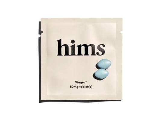 A Hims-branded packet labeled Viagra